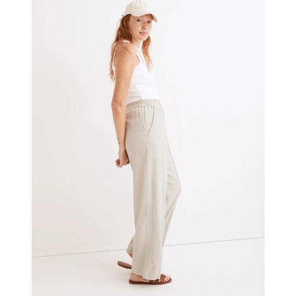 Madewell Linen Breeze Woven Pull-On High Rise Straight Pants in Sage Sz S - Picture 4 of 9